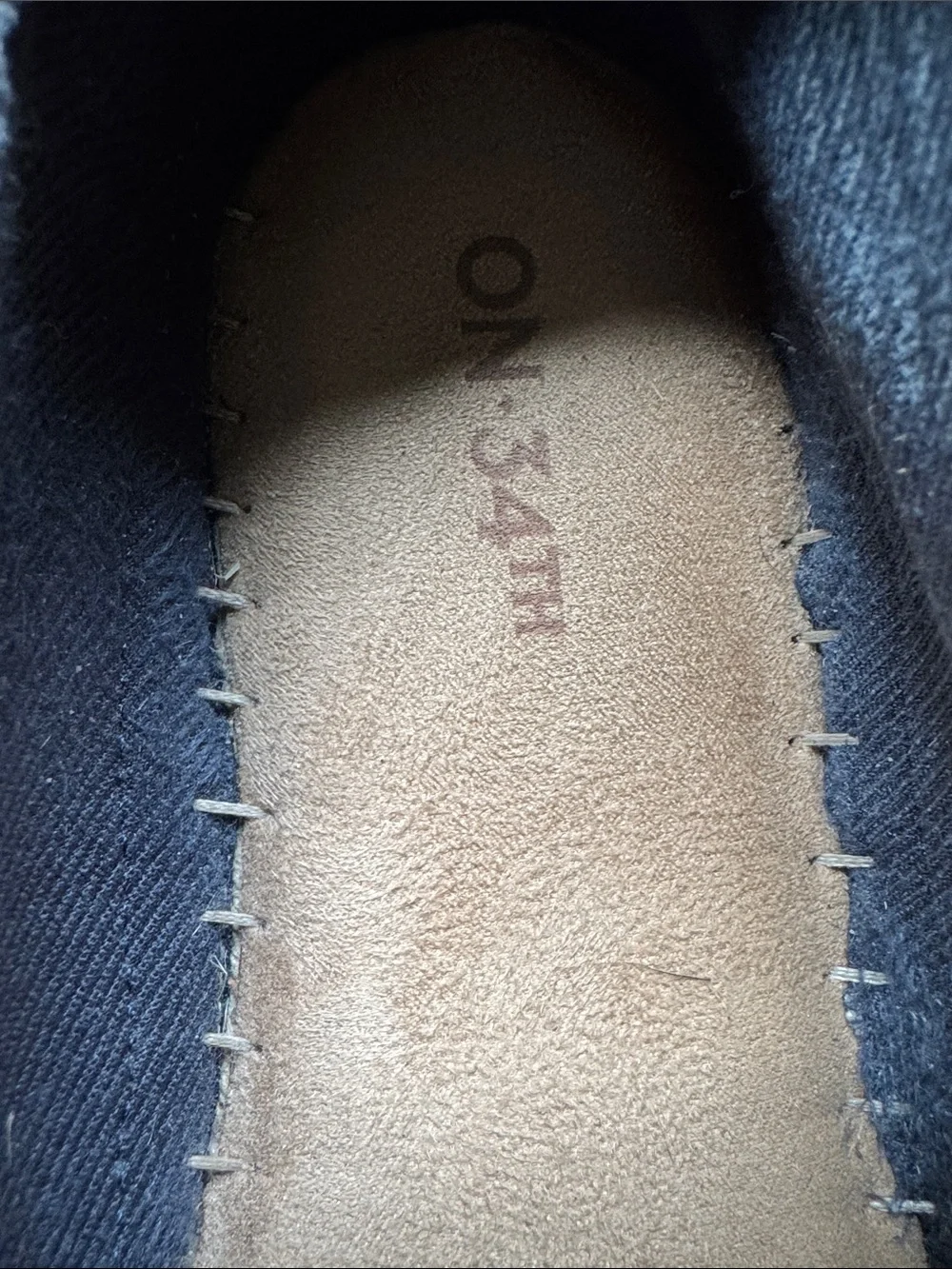 On 34th Navy Stripe Espadrille Loafer with Crystal Accent